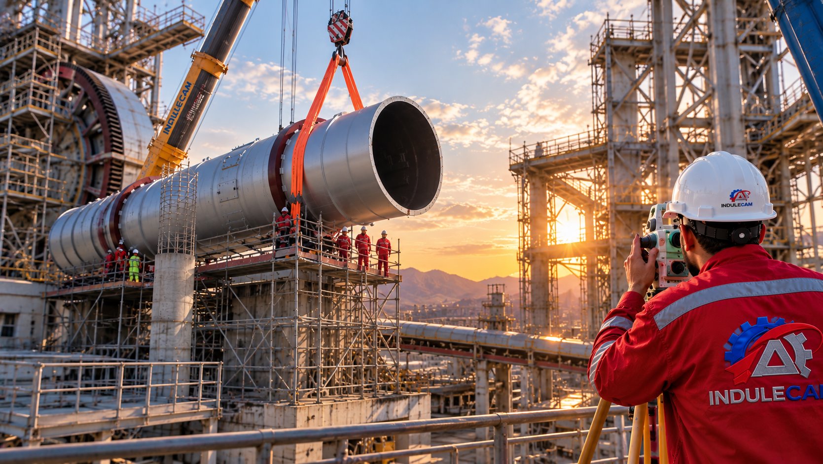 Expert INDULECAM contrôlant le levage d’un équipement industriel